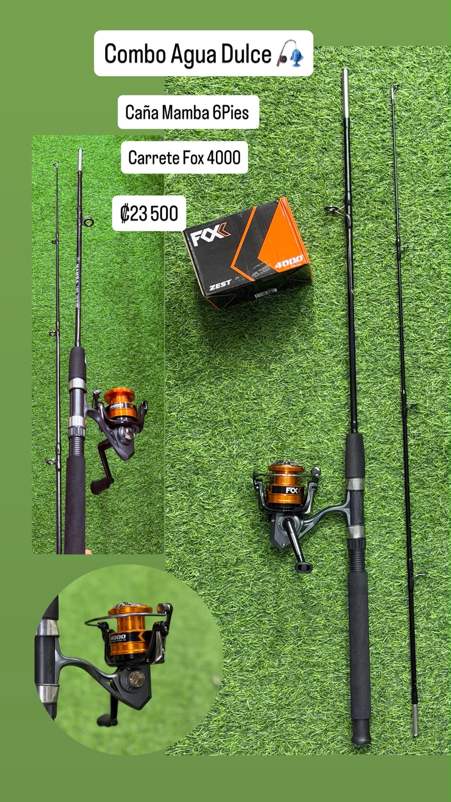 Combo Caña Mamba y Carrete Fox 4000