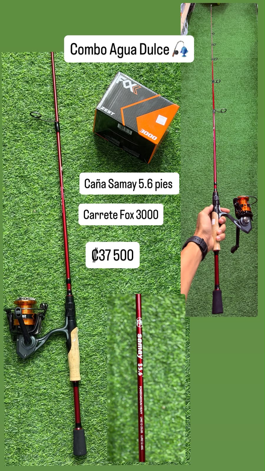 Combo Caña Samay y Carrete Fox 3000