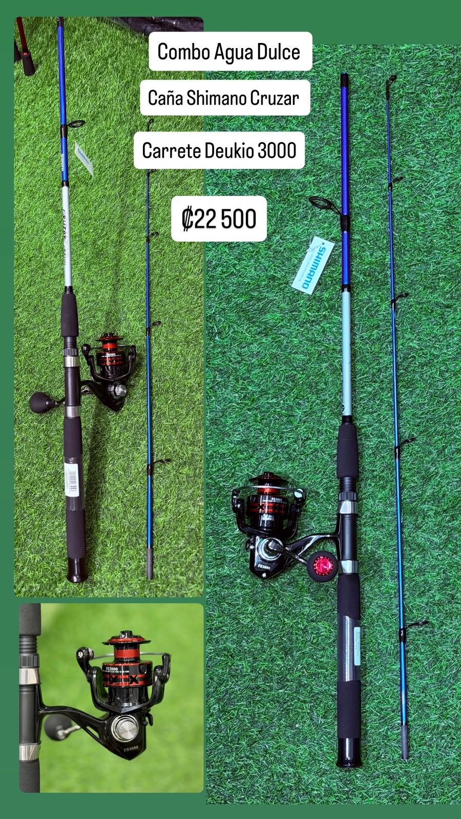 Combo Caña Shimano Cruzar y Carrete Deukio 3000